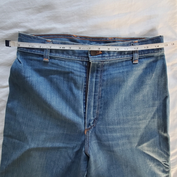 Vintage 1970's Wrangler Women's Bell-bottom Flare High-waisted Blue Jeans M - Picture 5 of 9